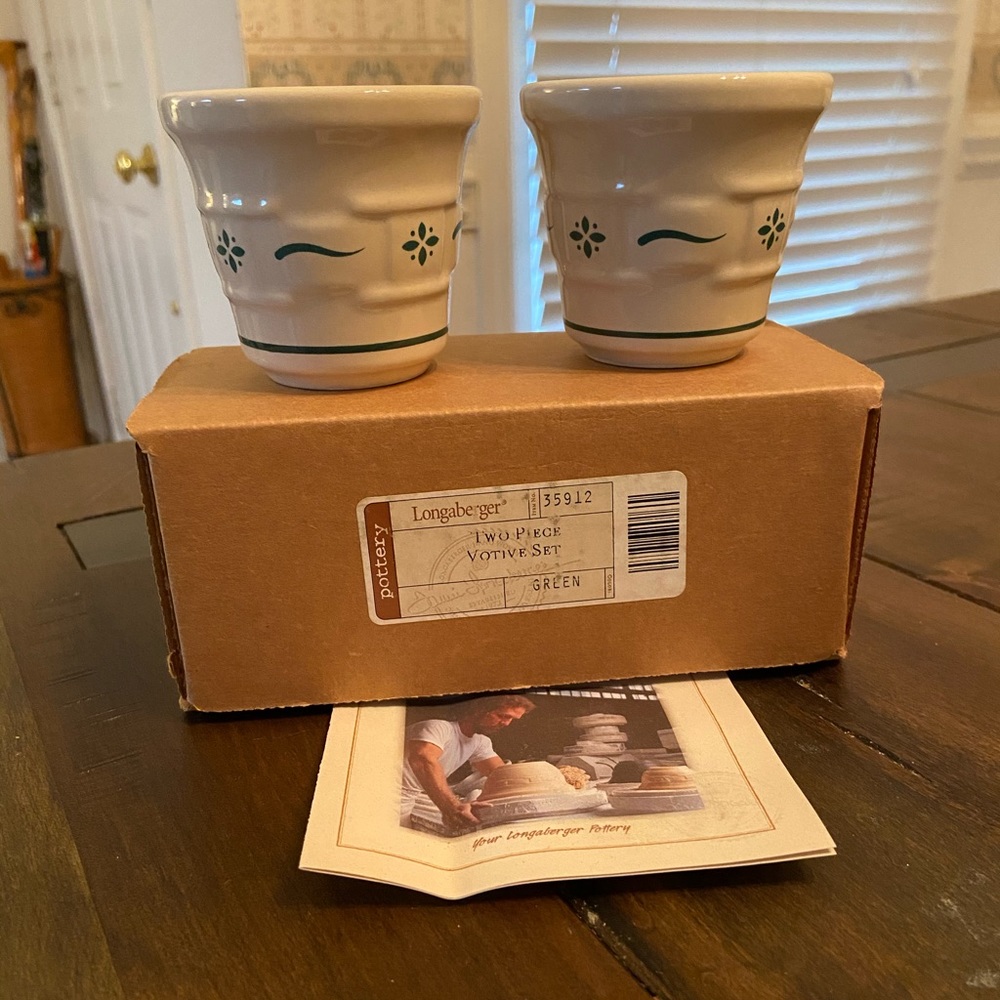 Longaberger Two Piece Votive Set in Classic Green!